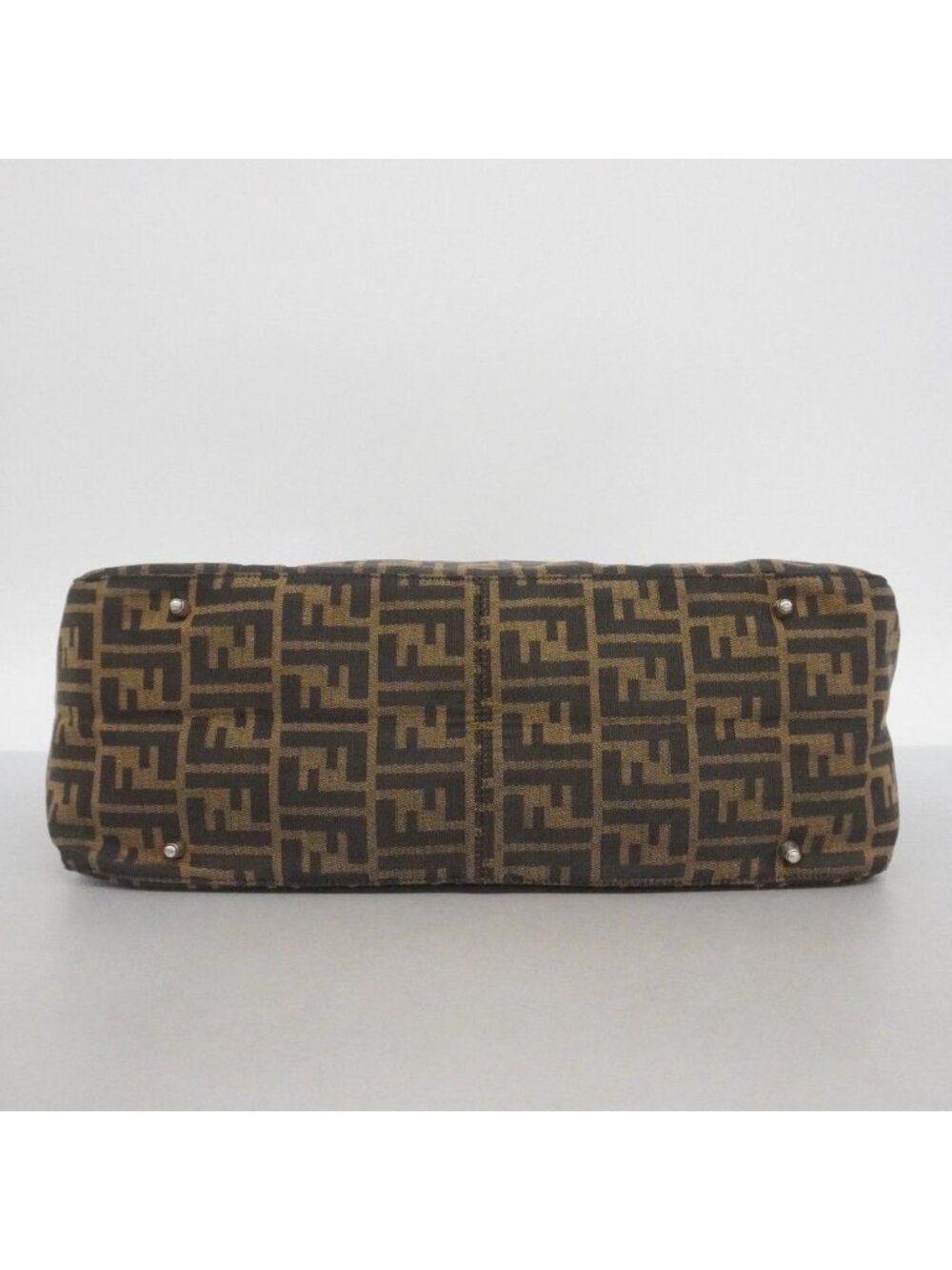 Fendi Tote Zucca Nylon Canvas Brown Silver - Picture 3 of 10